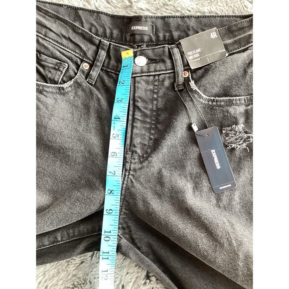 NWT Express Women's Denim Mid Rise 70s Flare Jeans Cowgirl Western Black Size 4R - Picture 11 of 12